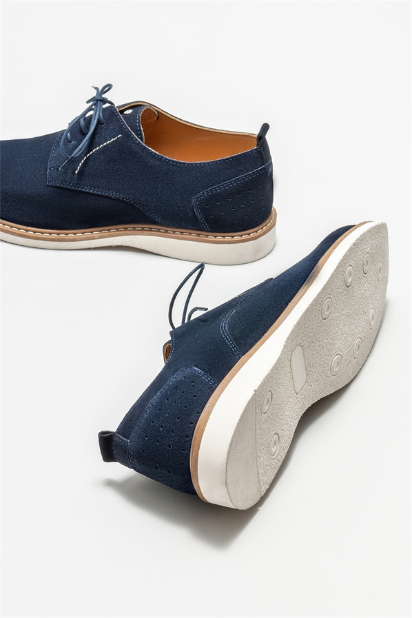 Lacivert deri erkek günlük ayakkabı, günlük kullanım için - Elle Shoes