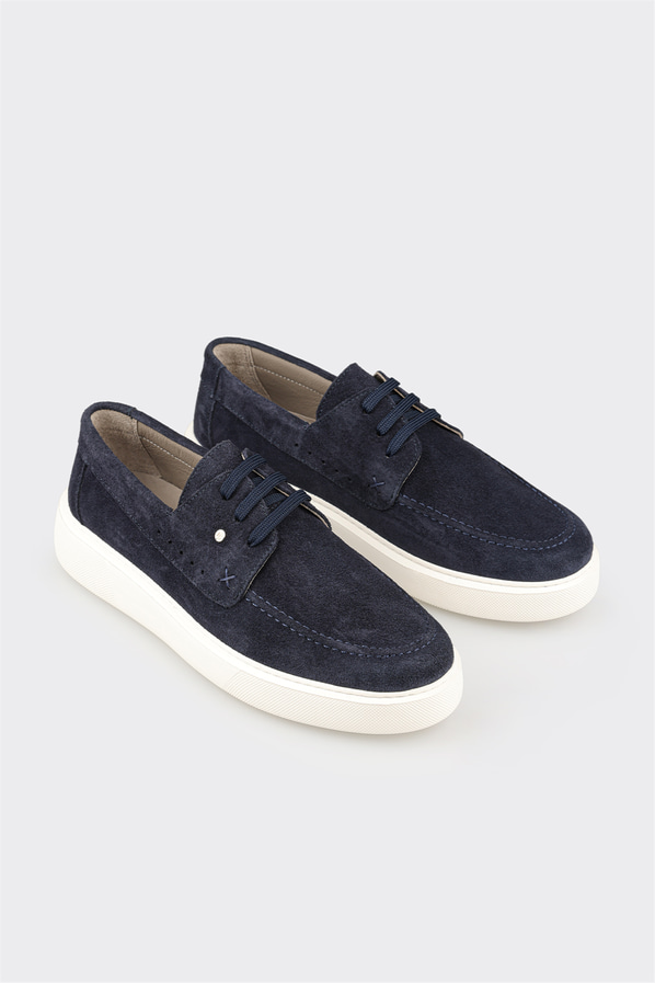 Lacivert deri erkek günlük ayakkabı, günlük kullanım için - Elle Shoes