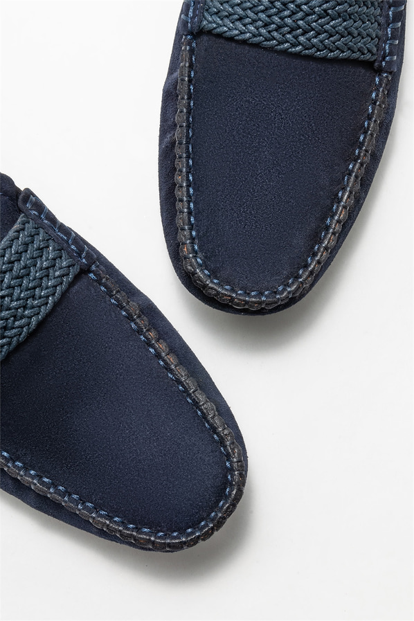 Lacivert deri erkek günlük ayakkabı, günlük kullanım için - Elle Shoes