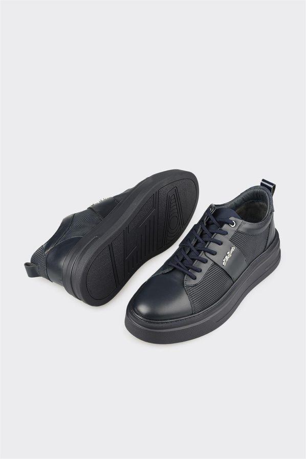 Lacivert Deri Erkek Günlük Ayakkabı