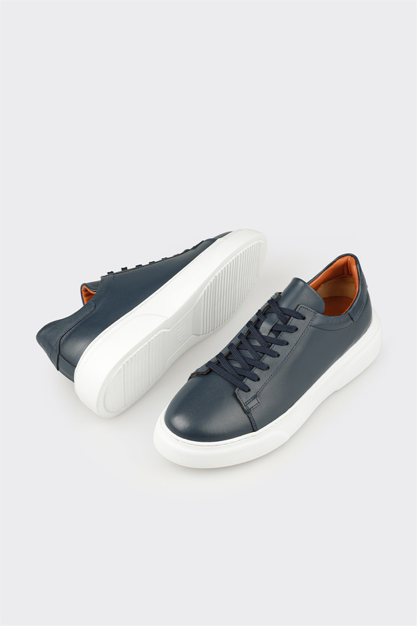 Lacivert deri erkek günlük ayakkabı, günlük kullanım için - Elle Shoes
