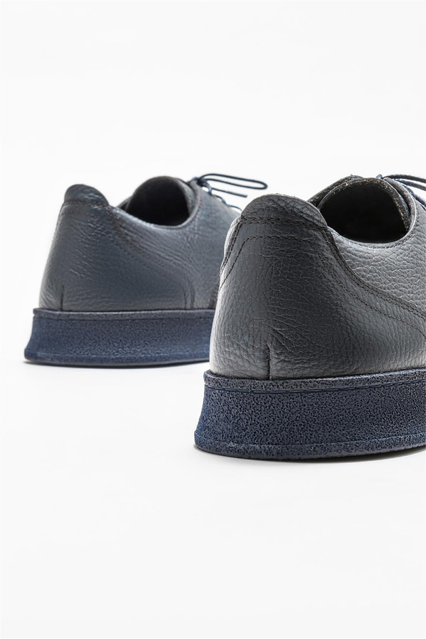 Lacivert deri erkek günlük ayakkabı, günlük kullanım için - Elle Shoes