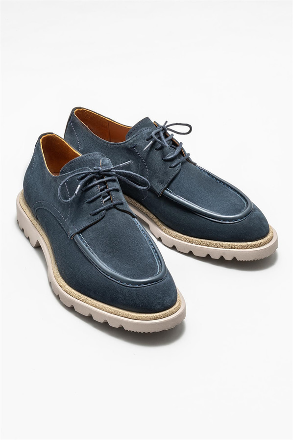 Lacivert deri erkek günlük ayakkabı, günlük kullanım için - Elle Shoes