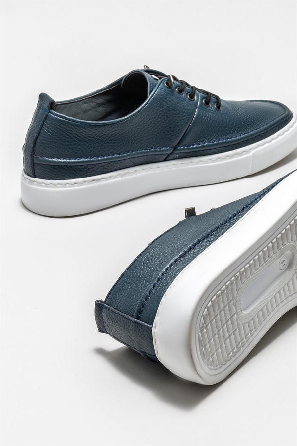 Lacivert deri erkek günlük ayakkabı, günlük kullanım için - Elle Shoes