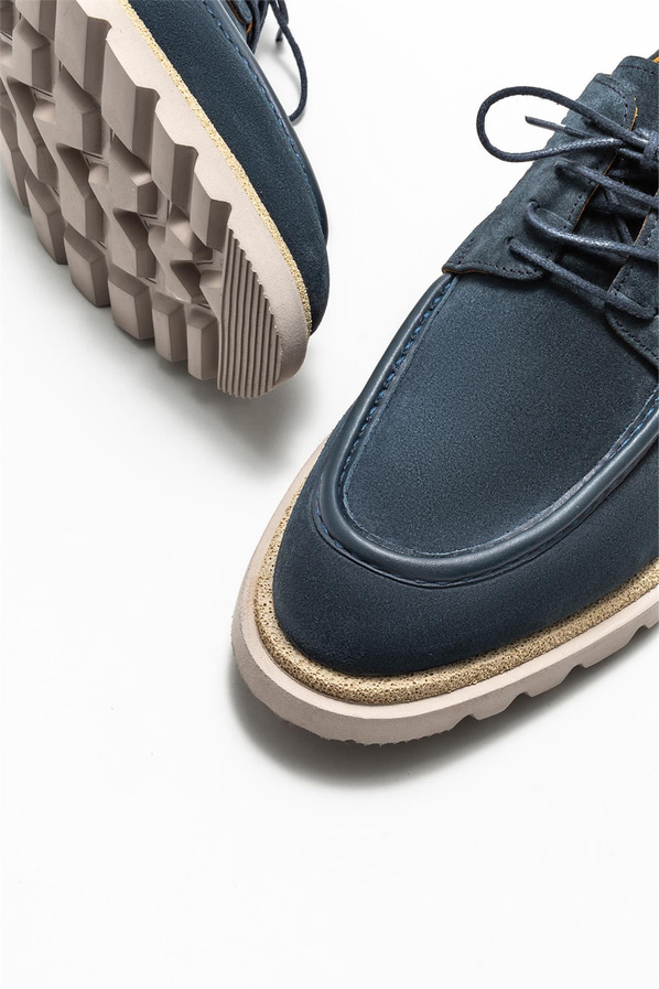 Lacivert deri erkek günlük ayakkabı, günlük kullanım için - Elle Shoes