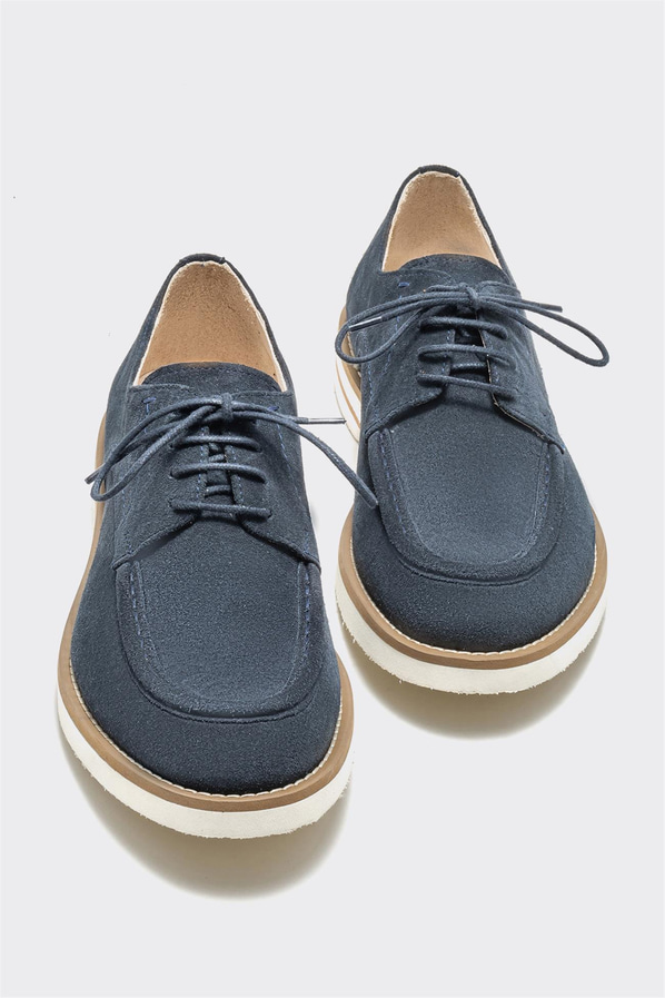 Lacivert deri erkek günlük ayakkabı, günlük kullanım için - Elle Shoes