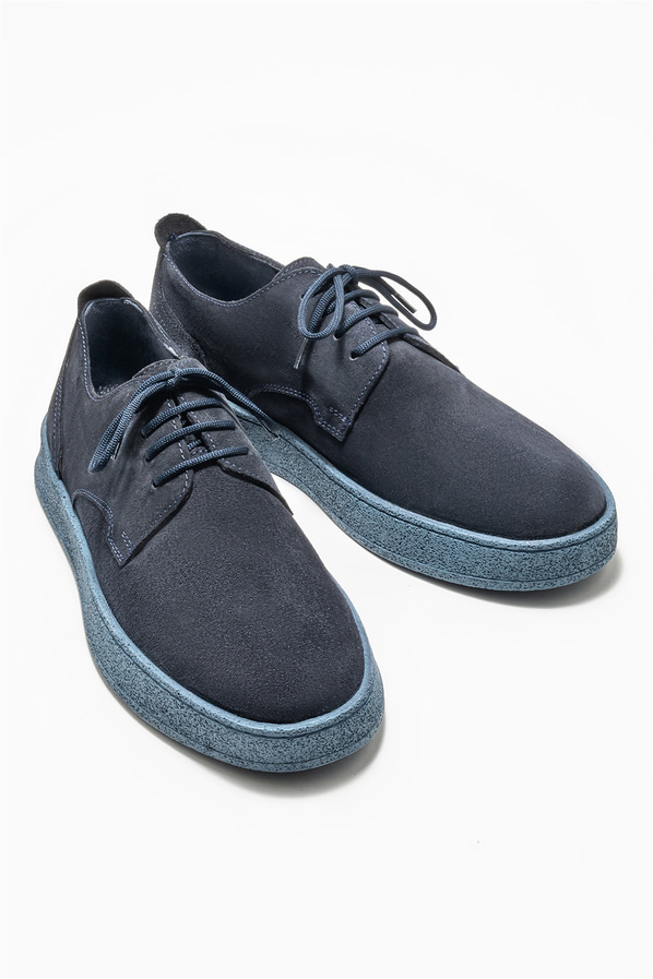 Lacivert deri erkek günlük ayakkabı, günlük kullanım için - Elle Shoes