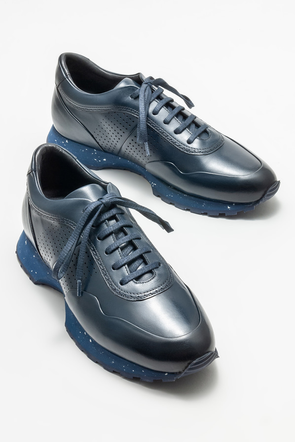 Lacivert deri erkek günlük ayakkabı, günlük kullanım için - Elle Shoes
