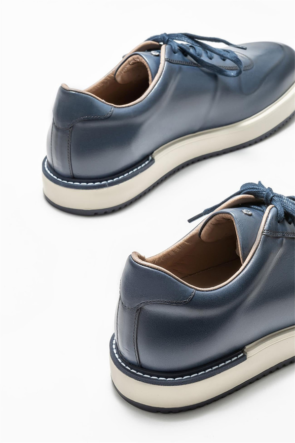 Lacivert deri erkek günlük ayakkabı, günlük kullanım için - Elle Shoes