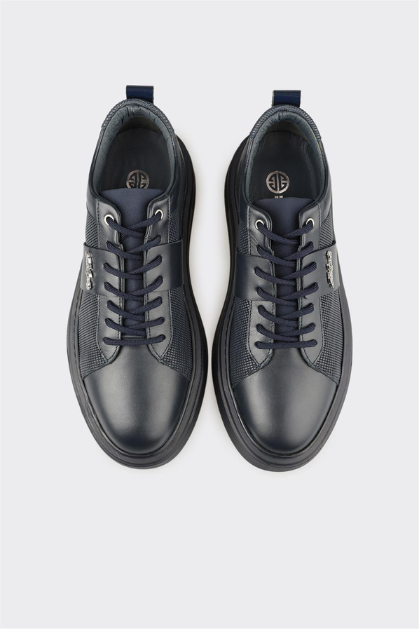 Lacivert Deri Erkek Günlük Ayakkabı