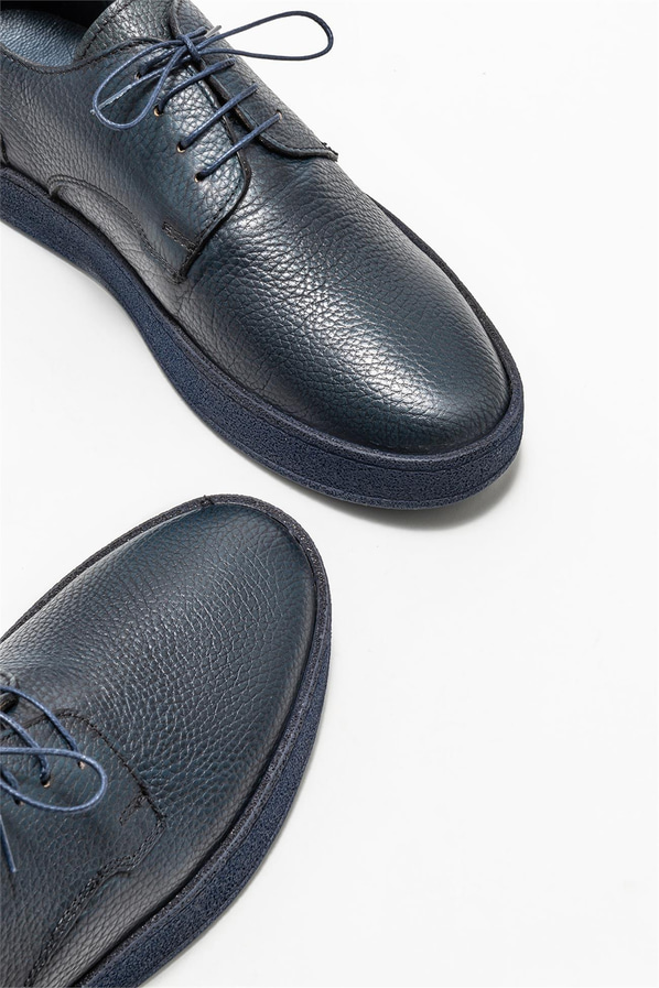 Lacivert deri erkek günlük ayakkabı, günlük kullanım için - Elle Shoes