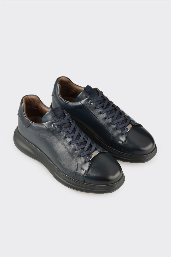 Lacivert Deri Erkek Günlük Ayakkabı