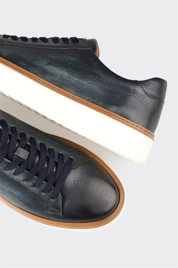 Lacivert deri erkek günlük ayakkabı, günlük kullanım için - Elle Shoes