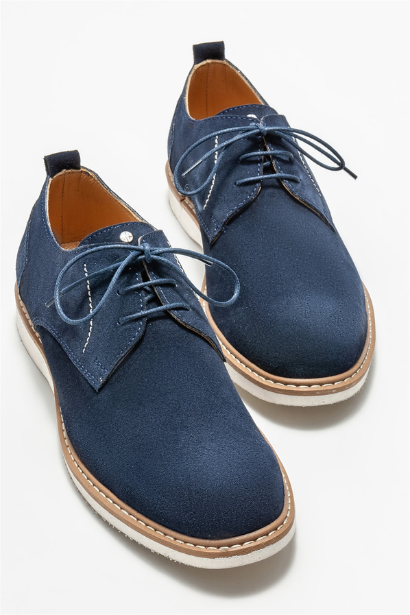 Lacivert deri erkek günlük ayakkabı, günlük kullanım için - Elle Shoes