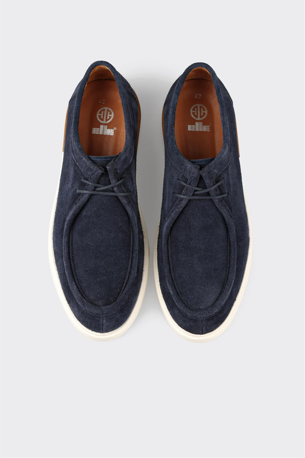 Lacivert deri erkek günlük ayakkabı, rahat kullanım için - Elle Shoes