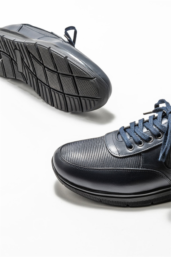 Lacivert deri erkek günlük ayakkabı, günlük kullanım için - Elle Shoes