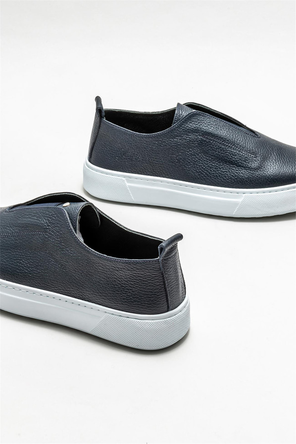 Lacivert deri erkek günlük ayakkabı, günlük kullanım için - Elle Shoes