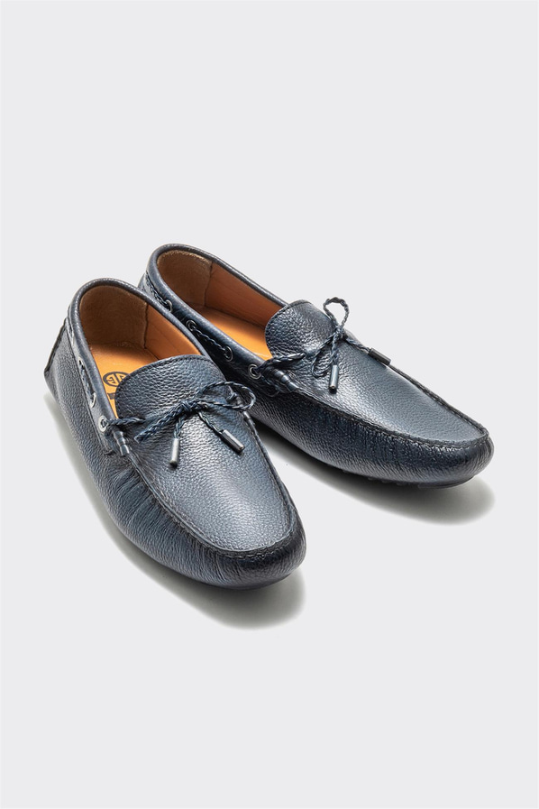 Lacivert deri erkek günlük ayakkabı, günlük kullanım için - Elle Shoes