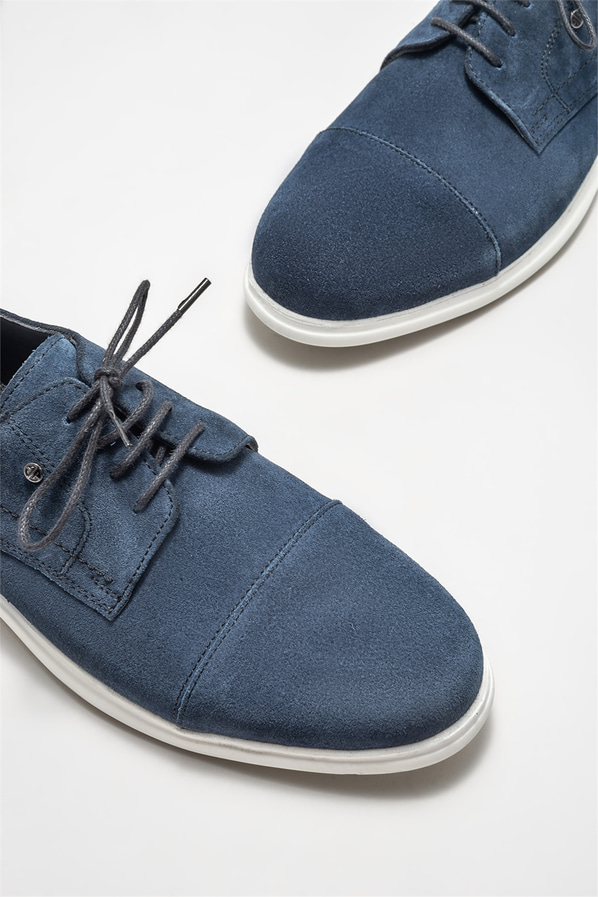 Lacivert deri erkek günlük ayakkabı, günlük kullanım için - Elle Shoes
