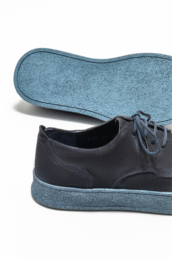 Lacivert deri erkek günlük ayakkabı, günlük kullanım için - Elle Shoes