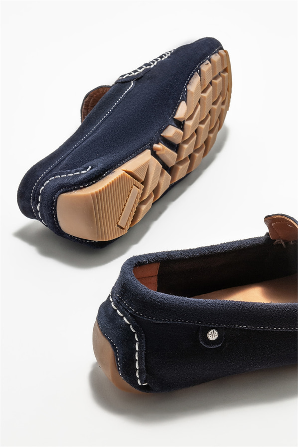 Lacivert deri erkek günlük ayakkabı, günlük kullanım için - Elle Shoes