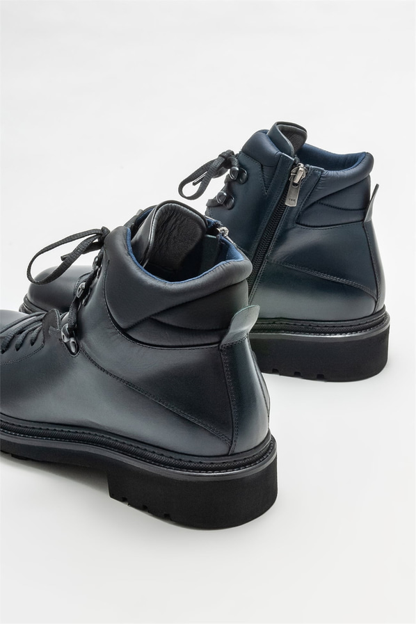 Lacivert deri erkek günlük bot, günlük kullanım için - Elle Shoes