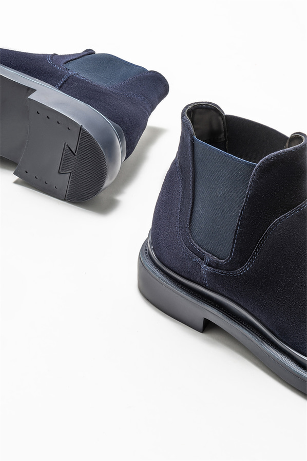 Lacivert deri erkek günlük bot, günlük kullanım için - Elle Shoes