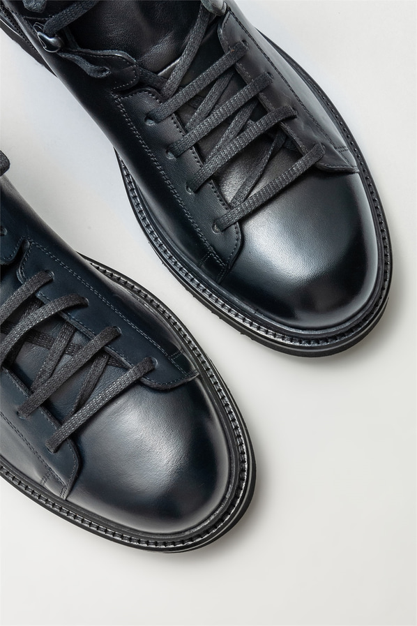 Lacivert deri erkek günlük bot, günlük kullanım için - Elle Shoes