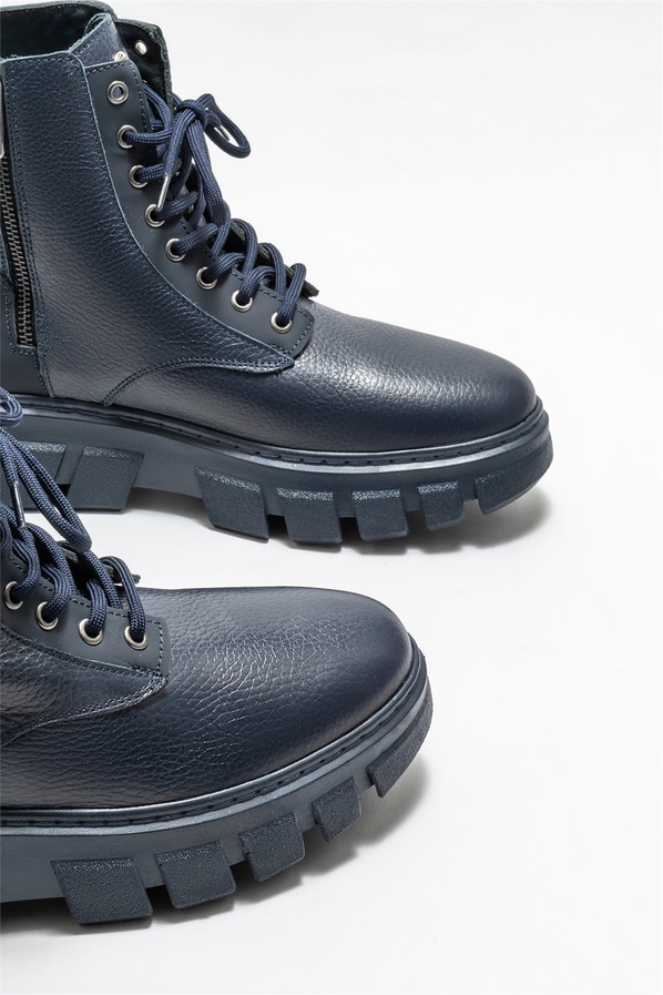 Lacivert deri erkek günlük bot, günlük kullanım için - Elle Shoes
