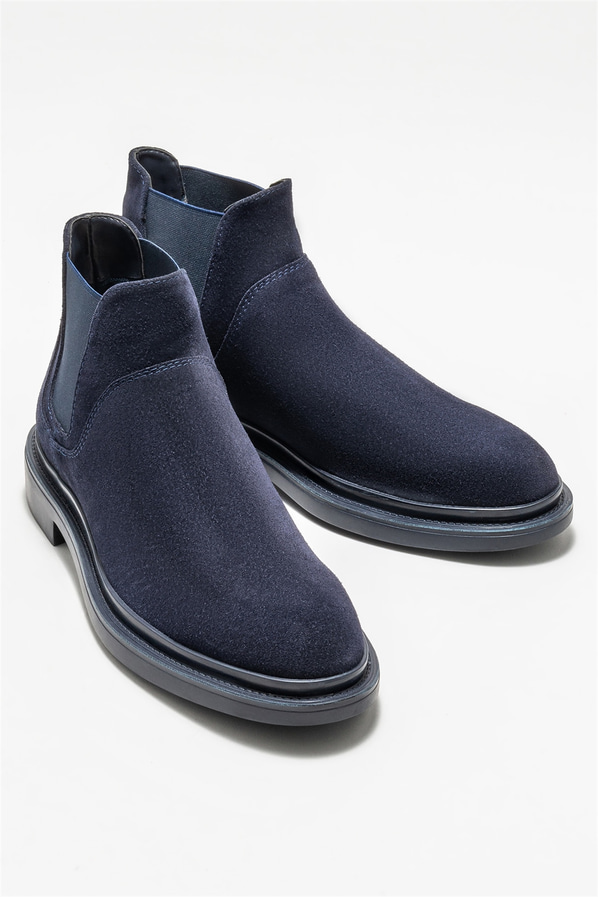 Lacivert deri erkek günlük bot, günlük kullanım için - Elle Shoes