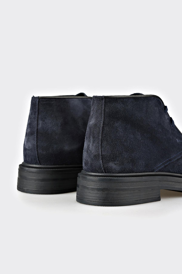 Lacivert deri ve süet erkek günlük bot, rahat kullanım için - Elle Shoes