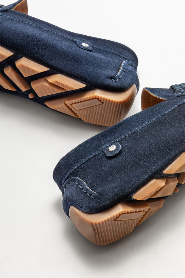 Lacivert deri erkek loafer, günlük kullanım için - Elle Shoes