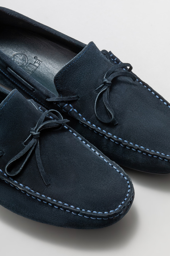 Lacivert deri erkek loafer, günlük kullanım için - Elle Shoes