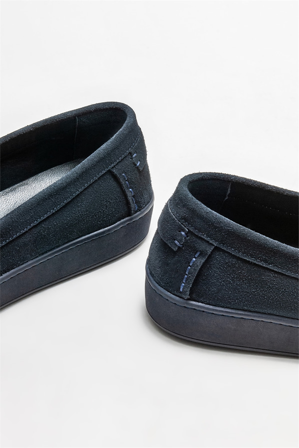 Lacivert deri erkek loafer, günlük kullanım için - Elle Shoes