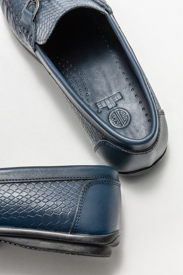 Lacivert deri erkek loafer, günlük kullanım için - Elle Shoes