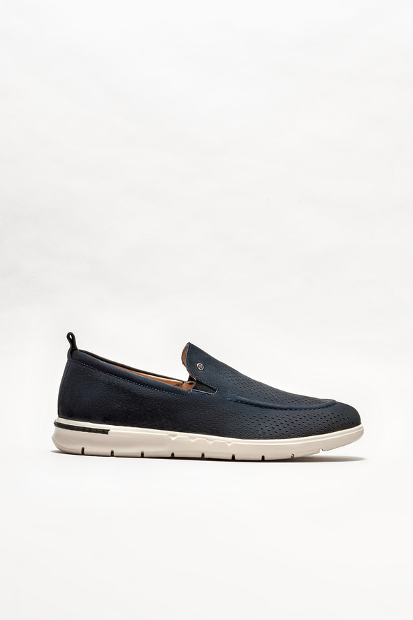 Lacivert deri erkek loafer, günlük kullanım için - Elle Shoes