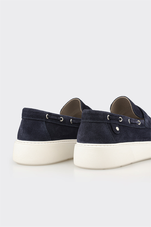 Lacivert deri erkek loafer, günlük kullanım için - Elle Shoes