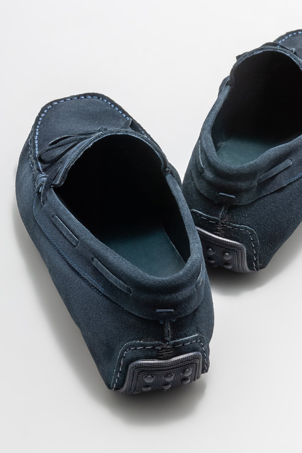 Lacivert deri erkek loafer, günlük kullanım için - Elle Shoes