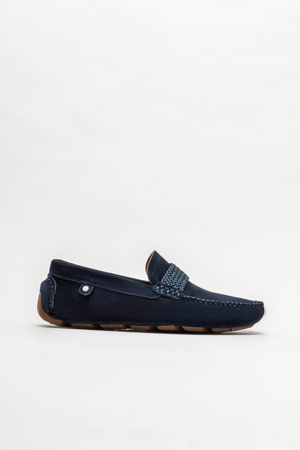 Lacivert deri erkek loafer, günlük kullanım için - Elle Shoes