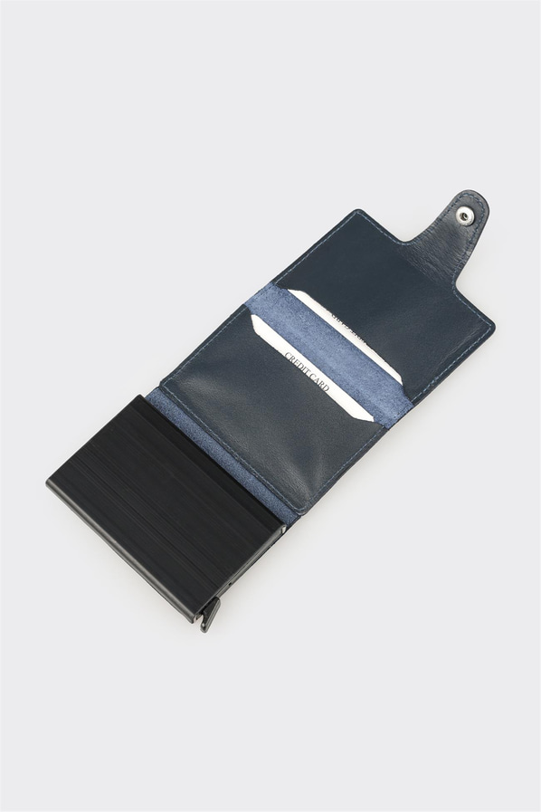 Lacivert Deri Erkek Kartlık