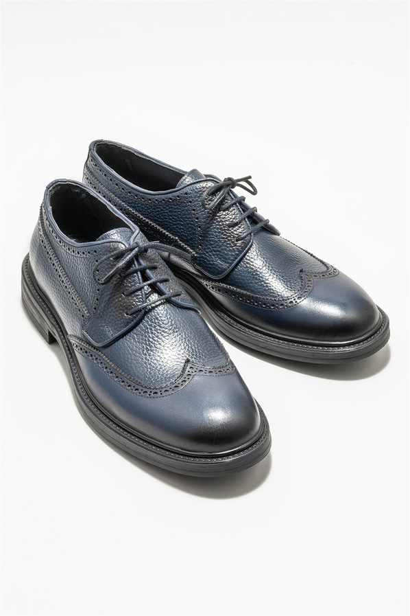 Lacivert deri erkek klasik ayakkabı - Elle Shoes