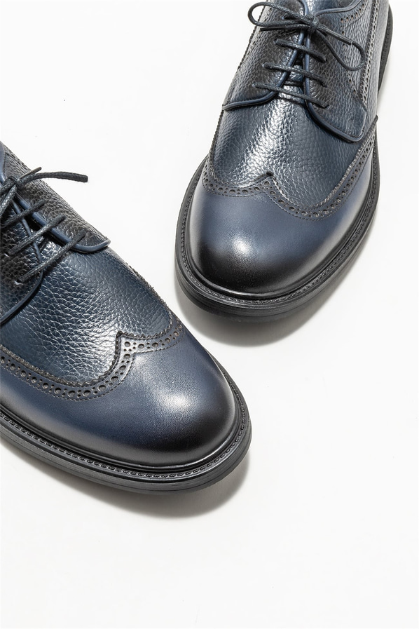 Lacivert deri erkek klasik ayakkabı - Elle Shoes