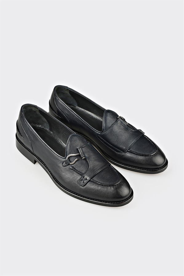 Lacivert deri simli yumuşak dokulu erkek loafer, rahat kullanım için - Elle Shoes