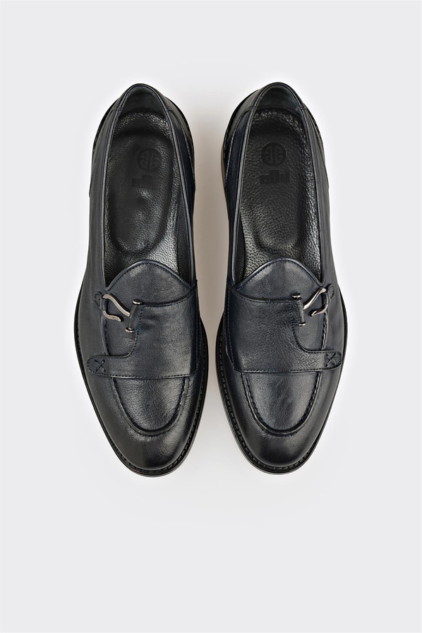 Lacivert deri simli yumuşak dokulu erkek loafer, rahat kullanım için - Elle Shoes
