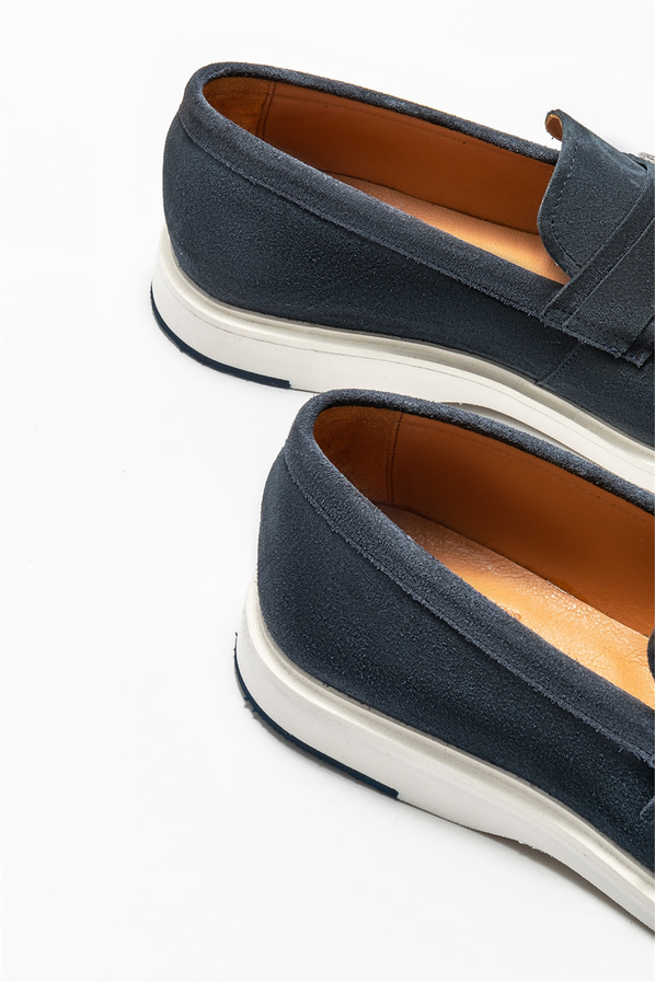 Lacivert deri erkek loafer - Elle Shoes