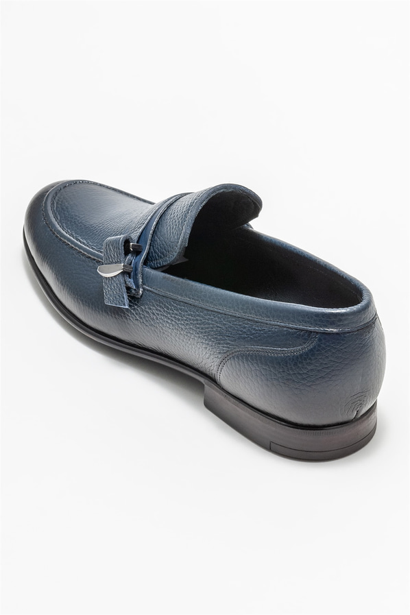 Lacivert deri erkek loafer - Elle Shoes