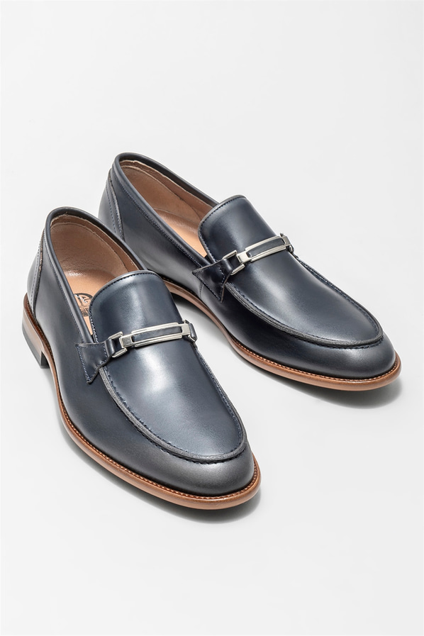 Lacivert Deri Erkek Loafer