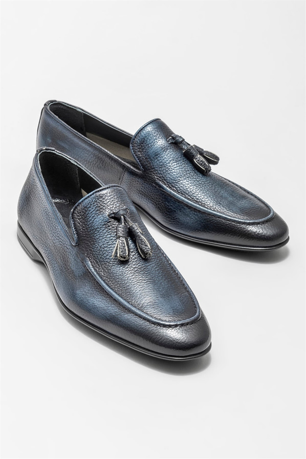 Lacivert Deri Erkek Loafer