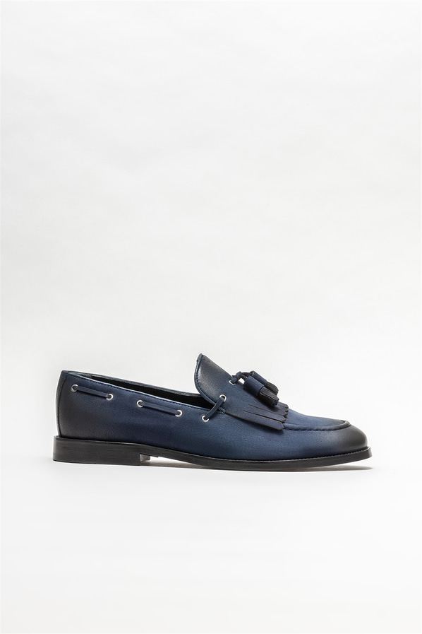 Lacivert Deri Erkek Loafer