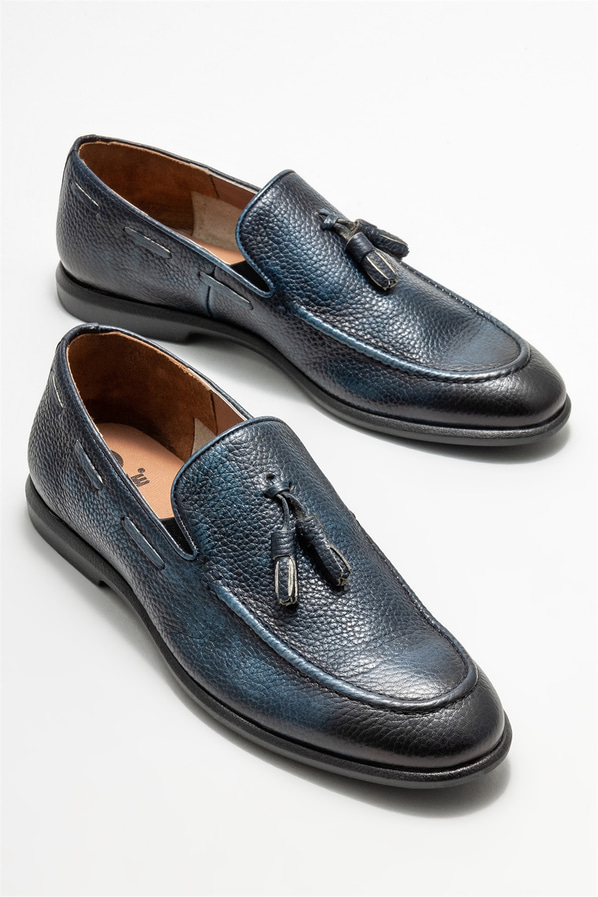 Lacivert Deri Erkek Loafer